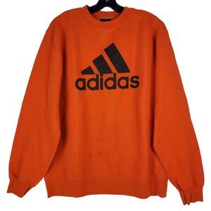 ADIDAS Sweater Adult Large Orange Black Sweatshirt BIG LOGO Spell Out Athleisure